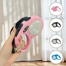 1pc Elegant Rhinestone Studded Pink Retractable Dog Leash, 10ft Durable Pet Lead With Ergonomic Handle And Keychain Clip, Outdoor Walking Rhinestone Dog Leash, Fashionable & Portable Pet Leash For Travel, Birthday Party, Holiday Gift, Decorative Artwork, Halloween, Thanksgiving, Christmas