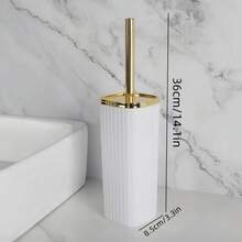 1 pièce Ensemble de brosse de toilette rotative à 360°, brosse de nettoyage de salle de bain à manche extra long anti-corrosion, poils compacts, support économe en espace, multi-fonctions