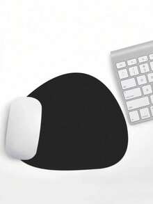 1 件防水易清洁、双面防滑天鹅绒底部、三角椭圆形、一体式合成简约鼠标垫，适合家庭和办公室使用 - 黑色 - 查看 3