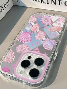 1pc Pink Shell Starfish Pattern Mirror Phone Case, 1.5mm PC Hard Shell 2-In-1 Full Coverage Airbag Anti-Drop, Raised Camera Ring, Suitable For IPhone 16/16 Pro/16 Plus/16 Pro Max/17/17 Pro/Air/17 Pro Max/15/11/12/13/14/16E/15 Pro/14 Pro/13 Pro/12 Pro/11 Pro/15 Pro Max/14 Pro Max/13 Pro Max/12 Pro Max/11 Pro Max