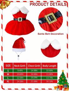 狗狗圣诞礼服，可爱小狗圣诞服装，圣诞礼服和帽子，冬季外套圣诞节节日服装，适合中小型犬猫宠物（S、M、L、XL） - 彩色 - 查看 4
