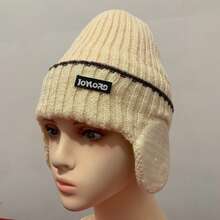 Gorros de punto con forro térmico grueso, gorros de punto de unicolor, gorros de protección de oídos cálidos de invierno para hombres, nuevo diseño de gorro de invierno para atuendo de otoño - A - Ver 10