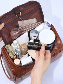 PU Leather Waterproof Cosmetic Bag, Multi-Function Travel Storage Bag,Lightweight Toiletries Cosmetic Bag, Cosmetic Storage Bag, Large Capacity Makeup Bag,Handheld Cosmetic Storage Bag, Hanging Travel Storage Bag ,Travel Essentials, Cruise Essentials, Dormitory Essentials, Valentine's Day Gifts, Wedding Bridesmaid Gifts, Birthday Gifts, Friends And Teacher Gifts, Mom Gifts, Christmas Gifts, Halloween Gifts