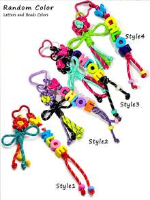 1pc Floral Design Custom Bag Charm, Acrylic Colorful Letter Keychain, Handmade Rope Sunflower Bag Pendant, Heart Keychain, Decorative Pendant, Christmas/Halloween/Easter/Mother's Day Personalized Gift,Apparel Accessories,Chic Autumn,Boyfriend,Girlfriend,Family,Friends