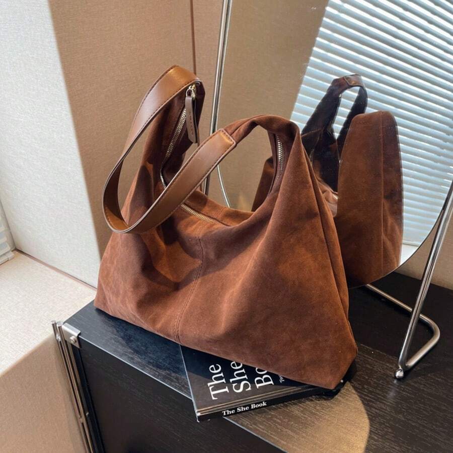 Luxury Brown Suede Hobo Bag – Premium Quality Handheld Tote With Spacious Interior, Perfect For Business Meetings, Weekend Getaways & Daily Elegance, Autumn/Winter Fashion Statement