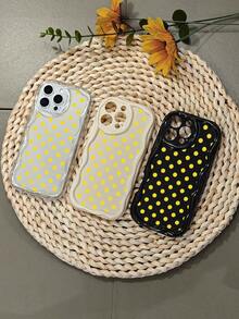 Funda de puntos amarillos trendy, fabricada en material suave anti caídas, antichoque y resistente a arañazos, accesorios móviles resistentes a la suciedad y duraderos, Compatible con iPhone 16ProMax/16E/16Pro/16Plus/16/15ProMax/15Pro/15Plus/15/14ProMax/14Pro/14Plus/14/13ProMax/13Pro/13/13Mini/12ProMax/12Pro/12/12Mini/11ProMax/11Pro/11/XSMAX/XR/X - Transparente - Ver 4