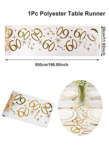 1 قطعة عداء طاولة ذهبي مطبوع بالحرارة لحفلة عيد الميلاد، علم طاولة لحفلة عيد الميلاد 18/30/40/50/60، غطاء طاولة من شبكة البوليستر المطلي بالذهب مقاس 28*275 سم، ديكور حفلة عيد الميلاد والذكرى السنوية، منشفة طاولة عيد الميلاد، ديكور المنزل، ديكور الطاولة، ديكور المطبخ والمائدة، زينة الصحون والأطباق، ديكور ذهبي، عيد الميلاد