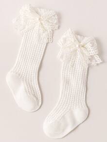 Lace Ruffle Princess Mesh Breathable Socks New Transfer Socks Pearl Socks Children Ankle Long Sock Summer Baby Girls Kids Toddler For 0-3Years - Beige - View 3