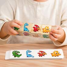 Bloques de rompecabezas giratorios de madera | Juguete educativo Montessori | Juguete de rompecabezas educativo para la primera infancia | Juego de emparejamiento de patrones de doble cara - Multicolor - Ver 7