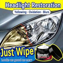 汽车车灯修复抛光修理套件 - 车灯划痕去除剂和氧化黄化清洁剂修复膏，用于车灯组件抛光蜡，恢复前后车灯抛光亮度