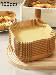 50/100 miếng lót nồi chiên không dầu, 9"/9.06", chống dính, chống thấm nước, chống dầu, giấy nướng đa năng, thích hợp cho nồi chiên không dầu, lò vi sóng, nồi hấp, làm từ chất liệu gỗ, đồ dùng nhà bếp và ăn uống - Nhiều màu - Xem 11