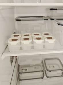 8件/4件+托盘可爱熊图案硅胶婴儿食品储存容器，带盖冷冻零食盒，冰块托盘 - 彩色 - 查看 3