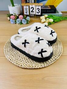 Chinelos Térmicos Femininos, Novos Sapatos de Maternidade Quentes e Antiderrapantes, Design Fofo com Laço, Uso Doméstico Interno, Inverno, Sapatos Peludos