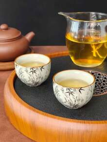 1/2/4/6pcs Ceramic Tea Cups, Vintage Household Guest Tea Cups, Kung Fu Tea Cups, Black Tea Cups, Water Cups, Espresso Cups, Gift Cups, Suitable For Daily Use, Gatherings, Parties - Multicolor - View 7