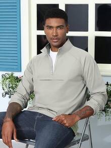 Men's Lightweight Quarter Zip Pullover Windbreaker For Golf  Hiking  Running Wind Breaker Jackets With Pockethalloween - Màu Xám nhạt - Xem 4