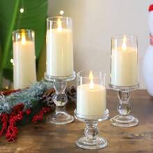 大型塑料LED蜡烛，户外防水无焰蜡烛，电池供电，LED闪烁柱形蜡烛，持久耐用，塑料婚礼蜡烛，桌面烛台灯，适用于餐厅、酒吧、家居装饰、情人节、求婚、氛围蜡烛、情侣用餐蜡烛 - 米色 - 查看 11