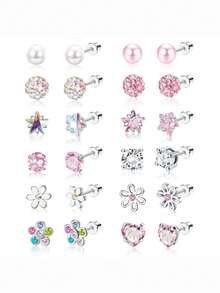 12 قطعة/مجموعة من أقراط الأذن الفاخرة البسيطة، أقراط أنيقة وأنيقة للنساء