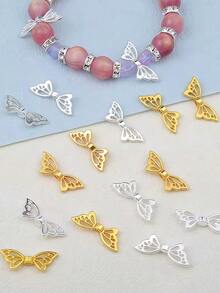 60个20毫米合金蝴蝶翅膀珠宝制作垫片。珠宝框架垫珠。珠宝DIY，珠宝DIY配件。适用于耳环、项链、手链、手机壳、护身符、钥匙扣装饰。汽车流苏吊坠装饰。 - 彩色 - 查看 1