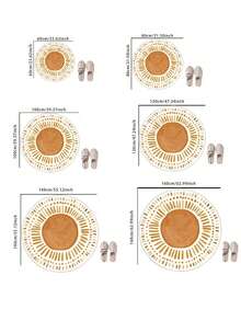 1pc Nordic Style Sunflower Round Carpet, Suitable For Bedroom, Living Room, Kitchen, Study, Warm Home Decor Rug, Bedroom Decor, Home Decor, Room Decor, Small Rug, Blanket, Outdoor Mat, Garden Mat, Living Room Carpet, Plush Carpet, Thick Carpet, Fluffy Carpet, Autumn/Winter Carpet, Thick/Plush - Multicolor - View 7