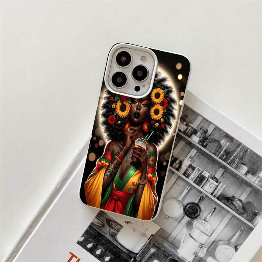 Fundas y carcasas protectoras para phone con diseño de persona negra con cabello alborotado y orificios grandes. Compatibles con phone 16 Pro Max, 16, 15 Pro, 14, 14 Plus/14 Pro Max, 13, 13 Pro, 12 Pro, 11/11 Pro. Regalos para cumpleaños y festividades - Blanco - Ver 1