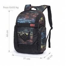 Mochila Hang Loose Masculina Moderna Reforçada Porta Skate - Multicolorido - Visão 2