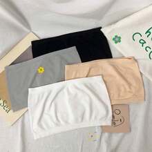 4pcs/Set Women Seamless Strapless Tube Top Camisole Slip Undershirt, Breathable Elastic Chest Wrap, Assorted Styles