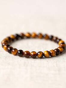 1入組自然虎眼串珠手鏈,手工瑜伽活力手環,時尚休閒首飾類禮品 - 棕色 - 查看 13