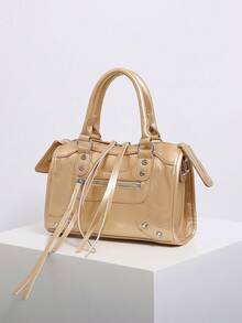 1pc Women's Motorcycle Shaped Pillow Bag, Fashion Portable Pink Shoulder Crossbody Bag, 2025 New Arrival, Odor Removal Instructions: Place In A Ventilated Area For 1-3 Days To Dissipate Material Odor. - Gold - View 8