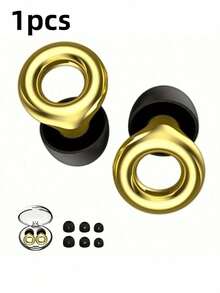 1 Pair Electroplated Ear Plugs, Silicone Material, Concert Earplugs, High-Fidelity Hearing Protection Noise-Proof, Suitable For Work And Noise Sensitive, Comes With Storage Case + 4 Pairs Of X, S, M, L Noise-Proof Earplugs