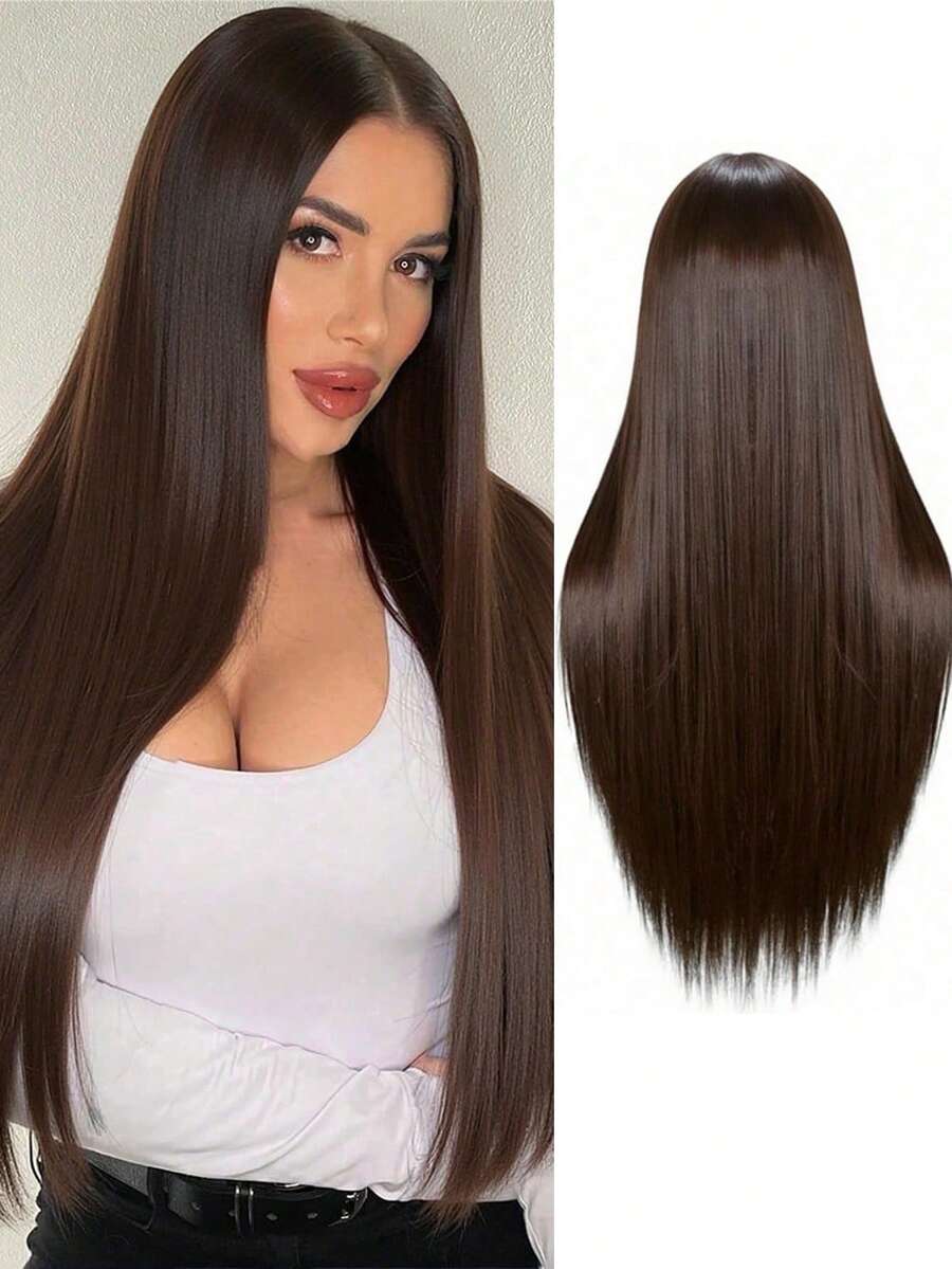 Long Straight Black Wigs For Women, Synthetic Black Straight Wig, Black Long Hair Wigs 76.2 Cm (Black)