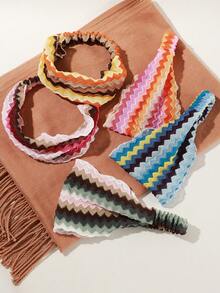 1pc Retro Colorful Striped Wavy Knitted Headband, Wide Boho Style Hair Accessory Suitable For Daily Life, Autumn Outdoor Activities Winter Scarf Warm Hair Bands Women Bandanas Women Hair Accessories - Multicolor - View 2