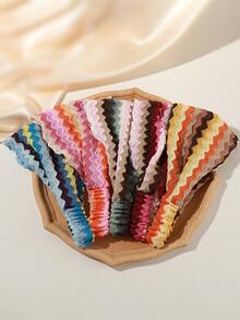 1pc Retro Colorful Striped Wavy Knitted Headband, Wide Boho Style Hair Accessory Suitable For Daily Life, Autumn Outdoor Activities Winter Scarf Warm Hair Bands Women Bandanas Women Hair Accessories - Multicolor - View 5