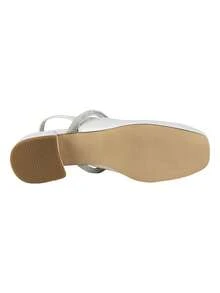 Zapato De Charol Mujer Tacón Bajo  Hielo Sandalias De Mujer Elegantes Y Cómodas Con Tacón Bajo Ideal Para Fiestas Y Eventos Especiales - Blanco - Ver 3
