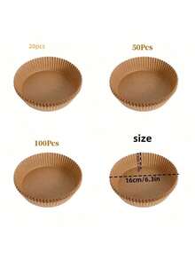 50/100 miếng lót nồi chiên không dầu, 9"/9.06", chống dính, chống thấm nước, chống dầu, giấy nướng đa năng, thích hợp cho nồi chiên không dầu, lò vi sóng, nồi hấp, làm từ chất liệu gỗ, đồ dùng nhà bếp và ăn uống - Nhiều màu - Xem 6