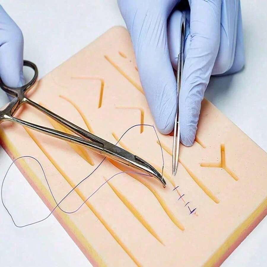 Kit de entrenamiento de sutura quirúrgica Skin Operate Pad, kit de práctica de sutura de anatomía de Gray, accesorios de trauma para estudiantes de medicina y médicos - Beige - Ver 1