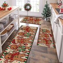 Set Keset Dapur Natal 1/2/3 Buah Tebal 0,47 Inci/1,2 Cm - Dekorasi Natal, Desain Pola Manusia Kue Jahe & Permen, Alas Busa Memori Anti Selip, Ideal Untuk Dapur, Kantor Rumah, Ruang Cuci, Dekorasi Kamar Mandi - MultiWarna - View 17