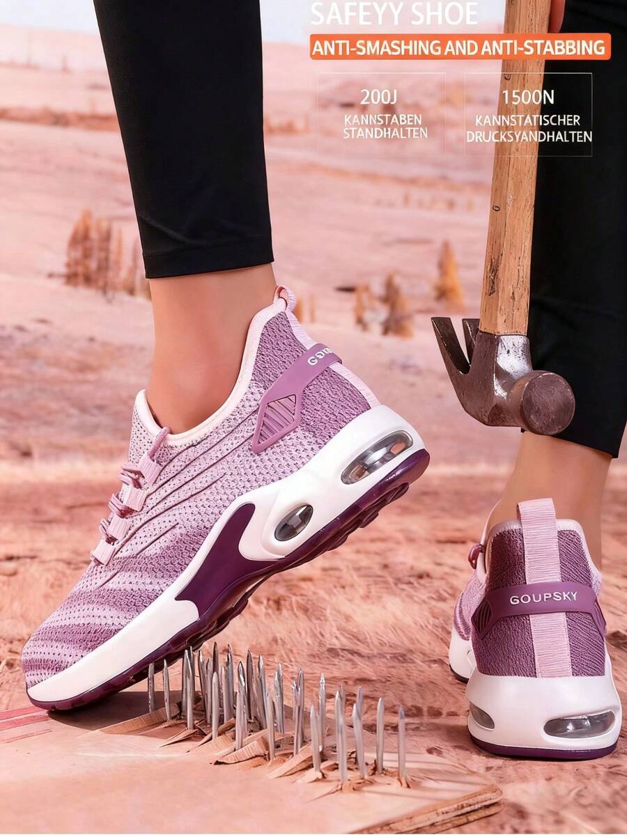 Sapatos de trabalho femininos, resistentes a impactos e perfurações, confortáveis para todas as estações, sapatos de proteção para mulheres, adequados para construção, indústria, armazém e caminhadas, sapatos funcionais femininos.
