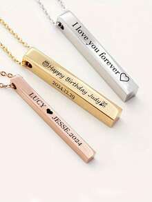 1 Stück individuell gestaltbare Halskette, rechteckiger Edelstahl-Anhänger, optional 1-4 seitige Gravur, unisex Name & spezielle Bedeutung graviert, Modezubehör, Jahrestags-Geschenk, Herbstmode, einzigartiges Geschenk für Ihn und Sie, Pullover-Kette, einzigartiges Ideal-Geschenk für ihn, Familie, Freunde, Tochter, Großeltern, Freund, für Jahrestage, Geburtstage, für den täglichen Gebrauch, Valentinstag