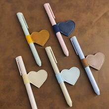 1pc Piece Self-Adhesive Heart-Shaped Pen Clip, Waterproof Leather Writing Pen Clip, Portable Pen Clip, Home Study Reading Book Self-Adhesive Sticky Notes Clip, Notebook Accessories Pen Clip,School Teacher Office Supplies Stuff,Bible Study Supplies Notebook Book,Back To School Supplies,Burn Book,Planner Journal Notebook