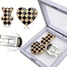 心形 + 泰迪熊设计磁性帽夹高尔夫球标记 - 易于使用的高尔夫配件，用于在果岭上标记球，是送给高尔夫球手的礼物