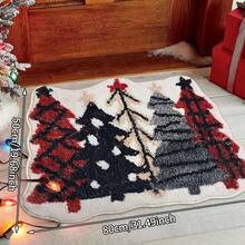 1 Pc Christmas Themed Christmas Tree Shaped Bathroom Mat, Imitation Cashmere Material, Super Absorbent, With Silicone Non-Slip Backing - Machine Washable, Suitable For Home Decoration Bathroom, Sink, Laundry Room, Living Room, Bedroom Decorative Mat, Christmas Decorative Carpet, Christmas Gift Kitchen Rug