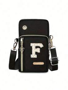 Women's Phone Pouch, Fashionable Pearl Rhinestone Monogram Design, A-Z Letter, Mini Crossbody Bag, Vertical Women's Coin Purse, Sports Armband/Running Wristband, Mini Casual Crossbody Phone Pouch With Earphone Hole, Suitable For Professionals, College Students, Work, Business, Commute, Office, Anniversary, Gift For Lover, Birthday, Valentine's Day, Christmas, Thanksgiving - Multicolor - View 22