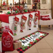 1/2/3 Stücke verstärkte 0.47 Inch/1.2cm Weihnachts-Küchen-Teppiche und -Matten - Rot karierte Weihnachts-Teppiche und -Matten rutschfest waschbar, Fußmatte mit geringer Profil für Feiertage, Weihnachtsdekoration für Zuhause, Heim süßes Heim