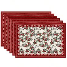 1/4/6 buc Covorașe de Crăciun, Covorașe cu imprimeu floral și plante în carouri, Covorașe de masă decorative antiderapante și termoizolante, Covorașe de masă pentru decorațiuni de petreceri, restaurante, bucătărie, Covorașe rafinate pentru cadouri de Crăciun