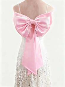 一件白色缎面露背超大蝴蝶结装饰，配长丝带，黑色腰带，缎面材质，正式礼服配饰，适合晚宴、典礼、派对、摄影、T台走秀、表演、角色扮演、婚礼、舞会、情人节配饰 - 彩色 - 查看 10