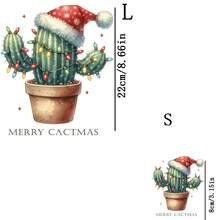 1/2/3 pièces Patchs thermocollants en fer de cactus de Noël, cactus portant un bonnet de Père Noël et scintillant - Autocollants de transfert de chaleur DTF DIY avec designs de cactus, pot et fil, convenant aux tissus, jeans, sacs, oreillers, sweats à capuche, t-shirts - Décoration de cactus de Noël, application au fer précise (sans couture requise) - Convient pour Noël et toute l'année - Idéal pour les débutants et les experts