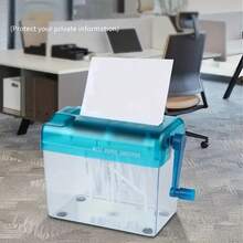 1pcs Mini Hand-Crank Paper Shredder - Portable For Home, Office, And School Use, No Electricity Required, Anti-Slip Base, Compact Office Desktop Document Shredder, Ideal Birthday Gift - Blue - View 11