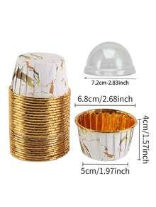 50pcs Marble Pattern Cupcake Liners, Grease-Proof Baking Cups, With/Without Lids, Suitable For Christmas, Birthday And Wedding Party Baking, Wedding And Birthday Supplies, Home And Party Decorations - Multicolor - View 3