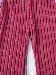 Tween Girl 3pcs/Set Solid Color Leggings & Flared Pants, Autumn/Winter - Multicolor - View 5