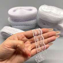 Cuộn ruy băng viền vải ren trắng 7 kiểu 70M, ren thêu thủ công dùng để may vá, đồ thủ công tự làm, trang trí váy cưới và tiệc sinh nhật - Nhiều màu - Xem 4